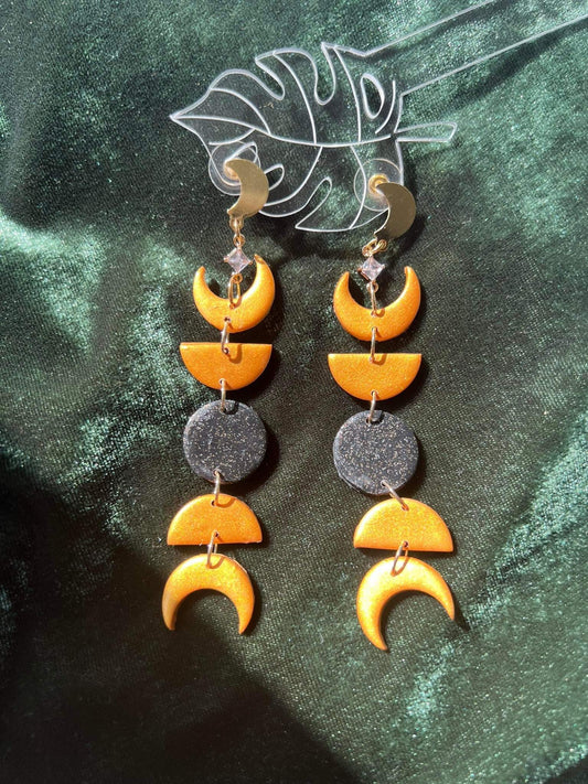 Moon Phases Statement Dangle Earrings